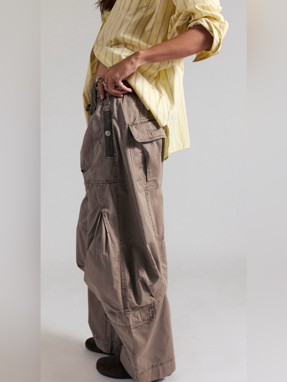 Free People S We the Free Onset Pull On Cargo Pants in Dusted Cocoa Brown NEW - Picture 3 of 10